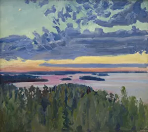 Sea Landscape Gallery: Sunset over a Lake. Creator: Gallen-Kallela, Akseli (1865-1931)