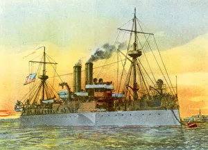Us Navy Prints: The last sunset of the Maine, 1898