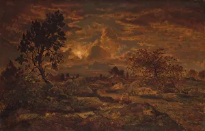 Sunset near Arbonne, ca. 1860-65. Creator: Theodore Rousseau