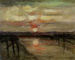 Sunset in Nieuwpoort, 1906. Creator: Auguste Oleffe