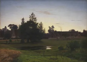 Kyhn Vilhelm Prints: After Sunset in the Outskirts of a Village, 1863. Creator: Vilhelm Kyhn