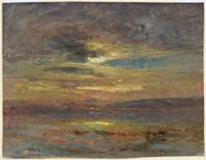 Sunset over a Pond, c. 1880. Creator: Auguste François Ravier