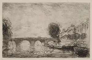Sunset at Pont Marie, 1890. Creator: Auguste Louis Lepere (French, 1849-1918)