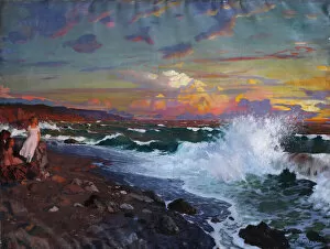 Sea Landscape Gallery: Sunset. Sea shore, Early 20th cen. Creator: Bobrovsky, Grigori Mikhailovich (1873-1942)