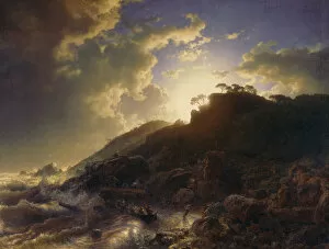 Achenbach Gallery: Sunset after a Storm on the Coast of Sicily, 1853. Creator: Andreas Achenbach