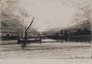 Activity Prints: Sunset Over The Thames, 1862. Creator: Francis Seymour Haden