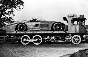 Commercial Vehicles Prints: Super Sentinel truck with the Sunbeam 1000hp land speed record breaker. Creator: Unknown