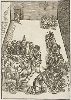The Last Supper and Christ Washing the Feet of His Disciples, plate nine from Passio... c.1503. Creators: Urs Graf, Johann Knobloch