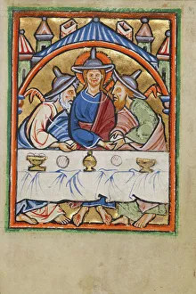 Illumination Painting Prints: Supper at Emmaus, about 1190-1200. Creator: Unknown