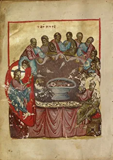 Predicting Prints: The Last Supper; Gospel Book, late 13th century. Creator: Unknown