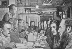 Farthest North Prints: At the Supper Table, 14 February, 1895, 1895, (1897). Artist: Johan Nordhagen