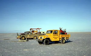 Truck Prints: Support vehicles, Bluebird CN7 World Land Speed Record attempt, Lake Eyre, Australia