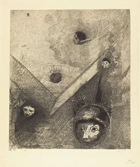 Sur le fond de nos nuits dieu de son doigt savant dessine un cauchemar multiforme... 1890. Creator: Odilon Redon