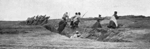 Sur le front Russe; Infanterie russe s'elancant a l'attaque, 1914. Creator: Unknown
