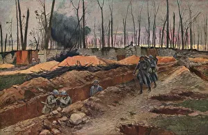 Flameng Francois Prints: Sur les Champs de Bataille de 1918; au sommet du Mont Renaud