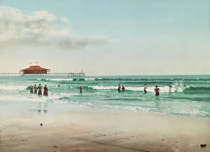 Bathers Prints: In the surf at Old Orchard, Maine, c1901. Creator: Unknown