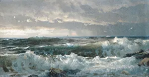 Oil On Board Prints: Surf on Rocks, 1890s. Creator: William Trost Richards