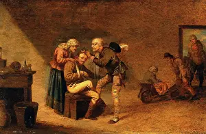 Pieter Jansz Prints: A surgeon attending to a man's head