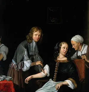Bandage Prints: A surgeon binding up a woman's arm after bloodletting