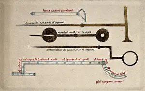 Needle Prints: Surgical instruments, including cauterising needles. Creator: Unknown