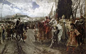Granada Prints: The surrender of Granada, between the Catholic Kings and Boabdil in 2nd January 1492