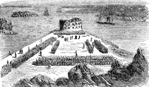 Bomarsund Prints: Surrender of Prisoners at Bomarsund, 1854. Creator: Unknown