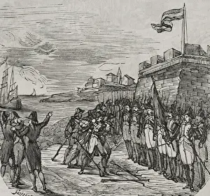 Territorial Prints: Surrender of San Sebastian, War of Roussillon, (1793-1795), 1794, (1851). Creator: Unknown