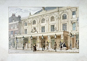 Coffee House Gallery: Surrey Theatre and Surrey Coffee House on Blackfriars Road, Southwark, London, c1835