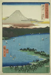 Suruga Province: The Pine Grove at Miho (Suruga, Miho no matsubara), from the series Famo... 1853. Creator: Ando Hiroshige. Suruga Province: The Pine Grove at Miho (Suruga, Miho no matsubara), from the series Famo... 1853