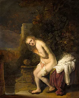 Nude Woman Prints: Susanna at her Bath, 1636. Creator: Rembrandt van Rhijn (1606-1669)
