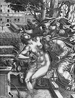 Book Of Daniel Prints: Susanna and the Elders, between c1525 and c1625. Creator: Rene Boyvin