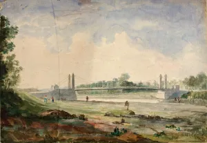 River Arno Prints: Suspension Bridge over the Arno, near the Cascine, Florence, 19th century