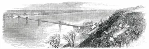 Suspension-Bridge across the Dnieper, at Kieff, in Russia, 1850. Creator: Unknown