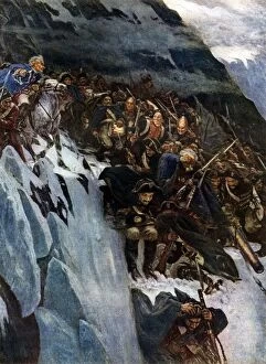 Alexander Suvorov Gallery: Suvorovs March through the Alps, 1799, (1899), (1939). Creator: Vasily Surikov