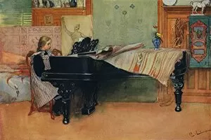 Childhood Collection: Suzanne at the Piano, c1900. Artist: Carl Larsson