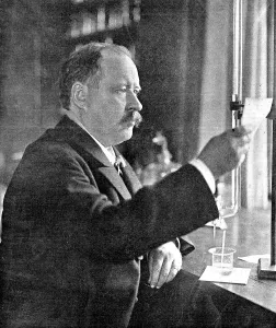 Svante Arrhenius (1859-1927), Swedish physicist and chemist in his laboratory, 1909