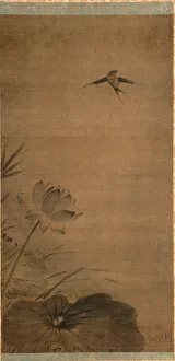 Ink On Silk Prints: Swallow and Lotus, mid-1200s. Creator: Fachang Muqi (Chinese, 1220-1280), attributed to