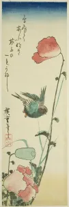 Chutanzaku Prints: Swallow and poppies, c. 1830s. Creator: Ando Hiroshige