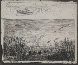 Cliche Verre Prints: Swamp with Ducks, original impression 1862, printed in 1921