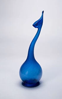 Blown Glass Gallery: Swan-necked flask, Qajar dynasty (1796-1925), 19th century. Creator: Unknown