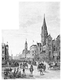 Images Dated 14th September 2006: Swanston Street looking north, Melbourne, Victoria, Australia, 1886.Artist: Johnson