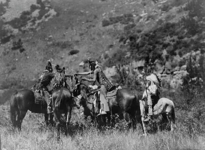 Apsaroke Prints: A swap, c1905. Creator: Edward Sheriff Curtis