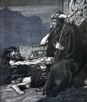 Pleading Prints: Swear to me, Hagen, my son!, 1924. Artist: Arthur Rackham