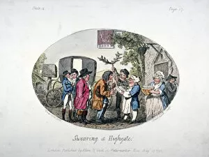 Carriage Gallery: Swearing at Highgate, 1796. Artist: Isaac Cruikshank