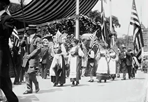 Awning Prints: Sweden in N.Y. 4th July Parade, between c1910 and c1915. Creator: Bain News Service