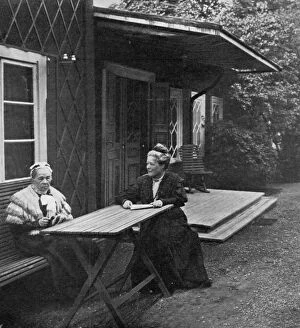 Swedish author Selma Lagerlof and her mother, Louise, 1909