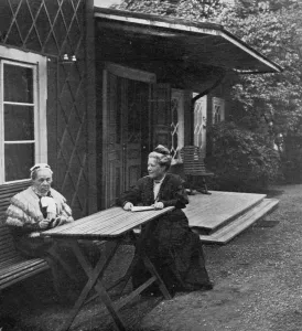 Nobel Prize Prints: Swedish author Selma Lagerlof and her mother, Louise, 1909