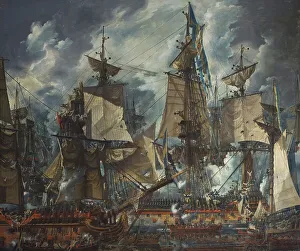 Battleships Prints: The Swedish command ship Gustaf III after the Battle of Hogland in 1788