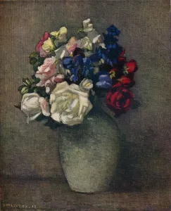 Vibrant Collection: Sweet Peas and Roses, c20th century. Artist: Horace Mann Livens