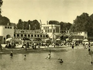 Swimming Prints: Swimming in Lake Traunsee, Gmunden, Upper Austria, c1935. Creator: Unknown